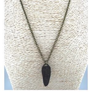 Artisan Engraved Metal Medallion Statement Necklace Funky Cross